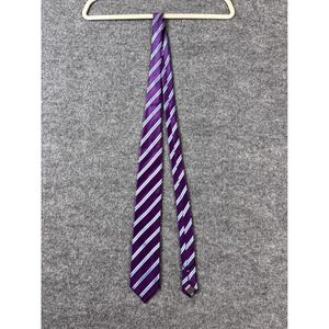 Canali Purple Striped Silk Tie Made in Italy Mens Necktie Blue White Stripe